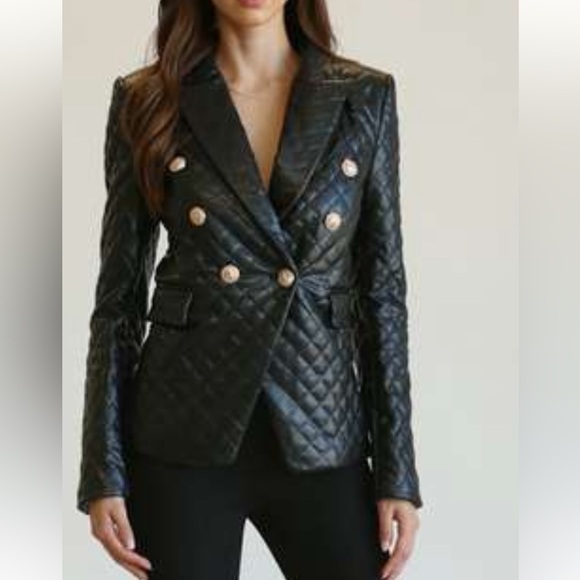 #284 black “coco” vegan leather jacket - Picture 2 of 4